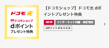 【ドコモショップ】ドコモ光 dポイントプレゼント特典